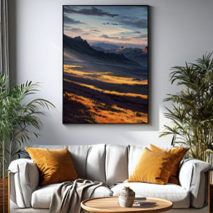 Poster Aurore dans les montagnes