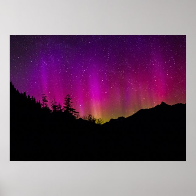 Poster aurores boréales Aurora Borealis étoile ciel (Devant)