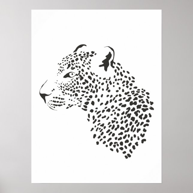 Poster aus schwarzem und weißem Leopard (Vorne)