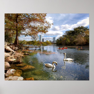 Poster Austin, Texas Barton Creek / Ladybird Lake Skyline