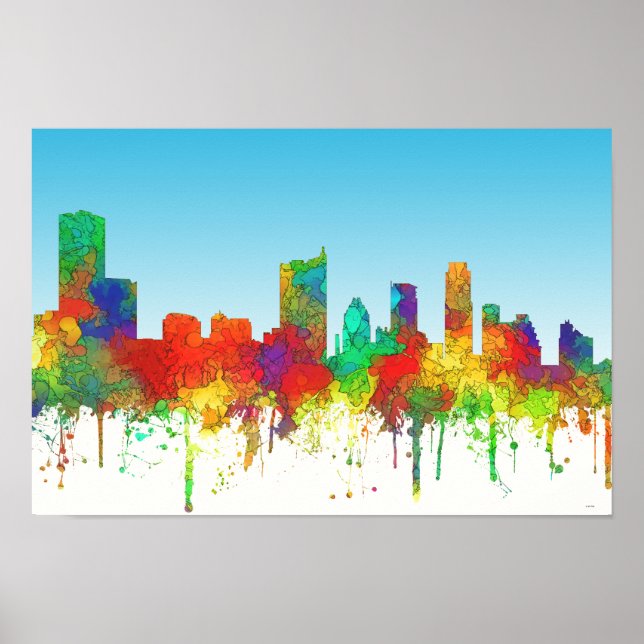 Poster Austin Texas Skyline-SG (Devant)
