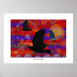 Poster Australian Aboriginal-themed Sunset on a Lake