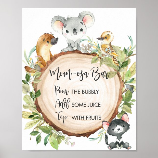 Poster Australian Animals Green Shower Mom-osa Bar (Devant)