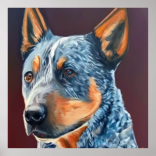 Poster Australian Stumpy Tail Cattle Dog - Portrait de ch