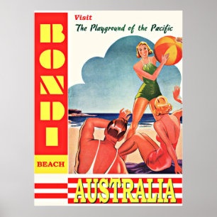 Poster Australie-Aire de jeu du Pacifique, Bondi Beach