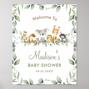 Poster Australie Animaux Baby shower de verdure Bienvenue
