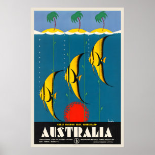 Poster Australie Grande Barrière de Corail Queensland Vin