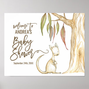 Poster Australie Kangaroo Neutral Baby shower Bienvenue
