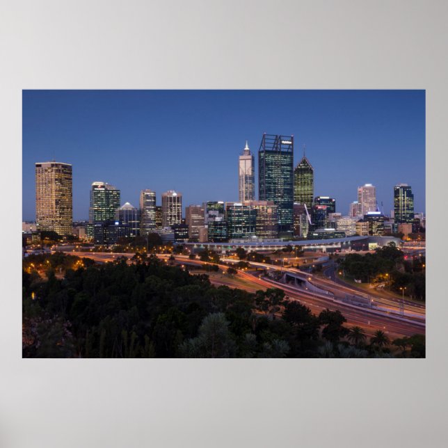 Poster Australie, Perth, ville skyline de Kings Park (Devant)