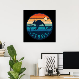 Poster Australie Straya Retro Vintage Kangaroo Aussie