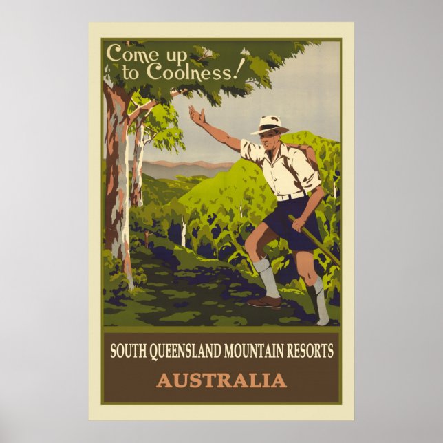 Poster Australie Vintage Mountain Travel (Devant)