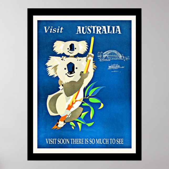 Poster Australie - Visite Australie - illustration vintag (Devant)