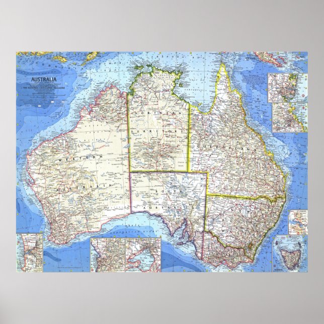 Poster " Australien : 1963/heute - Detaillierte Karte ... (Devant)