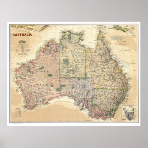 Poster " Australien : 2009/heute - Landkarte de style ré