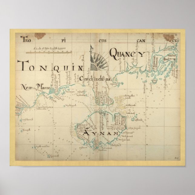Poster Authentic 1690 Pirate Map - Nouvelle Grande Taille (Devant)