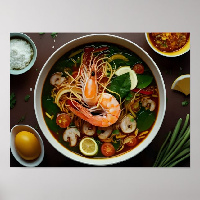 Poster Authentic Tom Yum Goong Soupe thaïe (Devant)