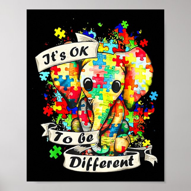 Poster Autism Aware Acceptance Women Kid Its Ok To Be (Devant)