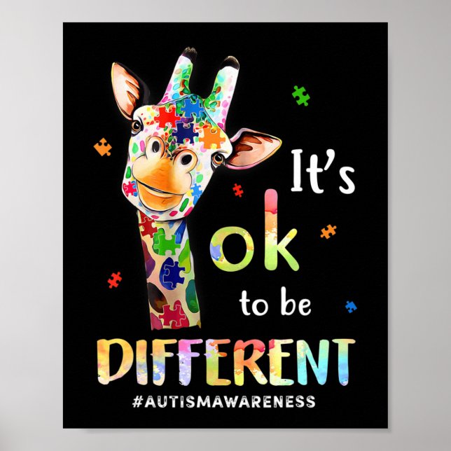 Poster Autism Aware Acceptance Women Kid Its Ok To Be (Devant)