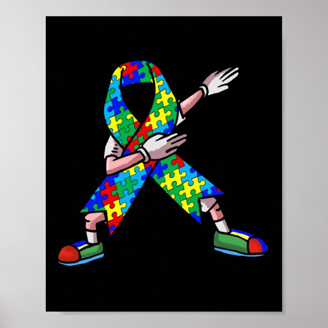 Poster Autism Aware Kids Dabbing Puzzle Piece Love Da (Devant)