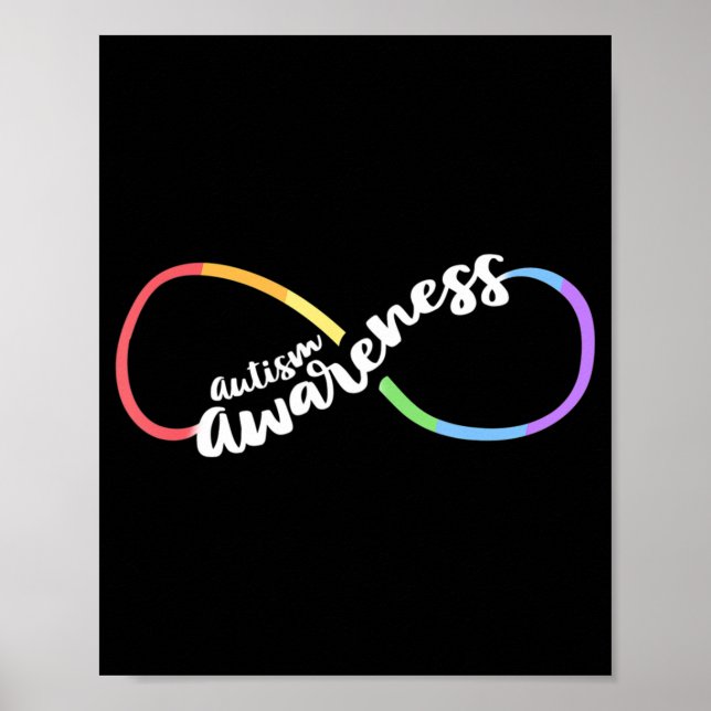 Poster Autism Awareness Autistic Acceptance Rainbow Infin (Devant)