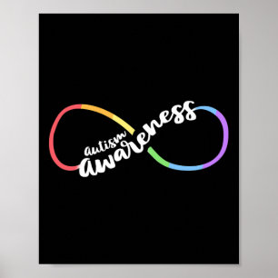 Poster Autism Awareness Autistic Acceptance Rainbow Infin