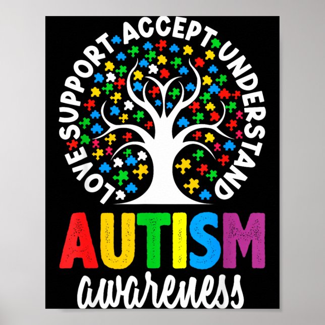 Poster Autism Awareness Puzzle Heart Suprt Men Women  (Devant)
