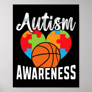 Poster Autism Bysketbyll Autism Warrior Bysketbyll Player