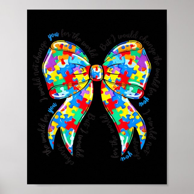 Poster Autism Coquette Bow Puzzle Autism Awareness Proud  (Devant)