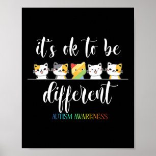 Poster Autisme Chat C'est OK d'être différent Autiste drô