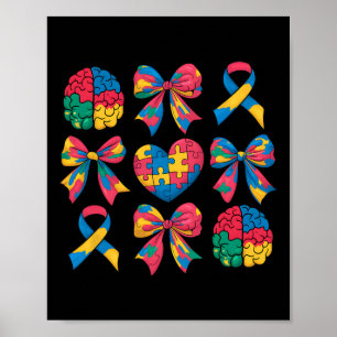 Poster Autisme Coquette Ruban Bow Puzzle Autisme Awa