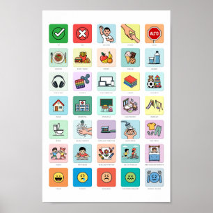 Poster Autisme espagnol AAC PECS Pointing Communication 0