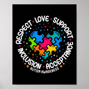 Poster Autisme Femmes Hommes Respect Amour Soutien Autism