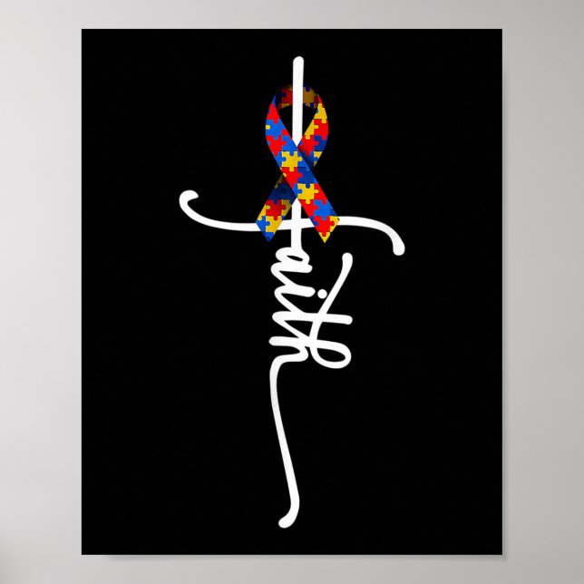 Poster Autisme Foi Croix Autisme Autistique Drôle Autisme (Devant)