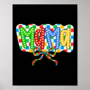Poster Autisme Mama Maman Coquette Bow Sensibilisation su