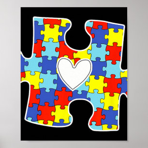 Poster Autisme Maman Coeur Puzzle Pièce Sensibilisation s