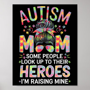 Poster Autisme Maman Élever Héros Puzzle Pièce Art Autism