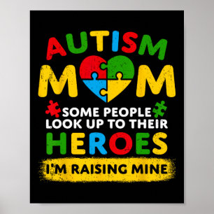 Poster Autisme Maman Élever Héros Super Messy Bun Autisme