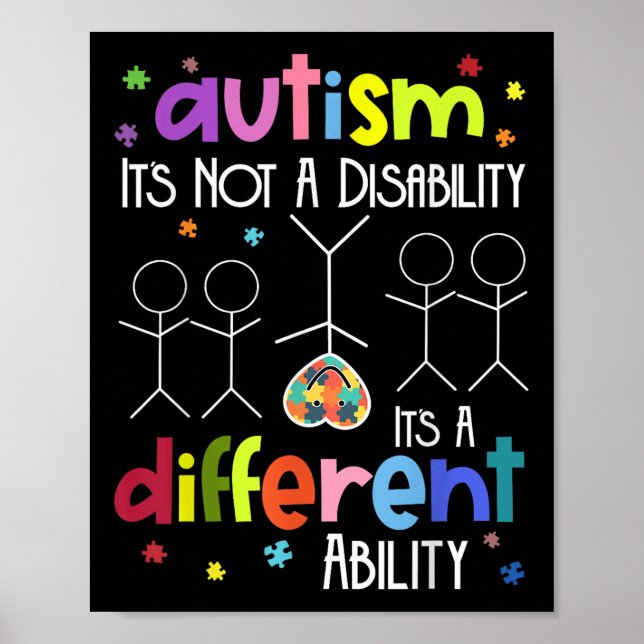 Poster Autisme Pas Un Handicap C'Est Une Capacité Différe (Devant)