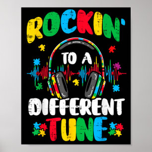 Poster Autisme rockin' une mélodie différente asd sensibi