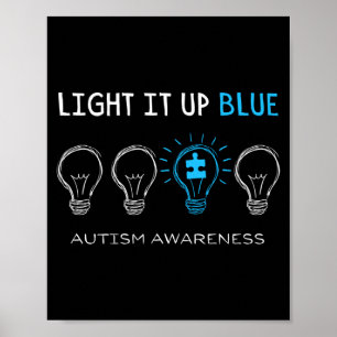 Poster Autisme Sensibilisation Allumez-le En Bleu Famille