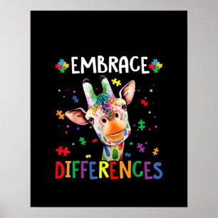 Poster Autiste  Embrasser les différences Giraffe Puzzle 
