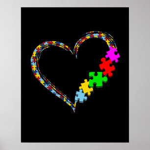 Poster Autiste  Pièce du puzzle du coeur de la Sensibilis
