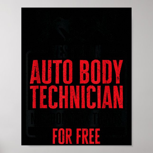Poster Auto Body Technician Vehicle Repair Car Maintenanc (Devant)