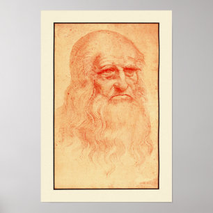 Poster Auto-portrait craie rouge de Léonard de Vinci