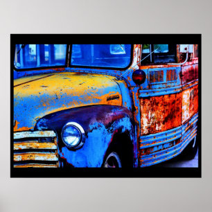 Poster Autobus de beaucoup de couleurs