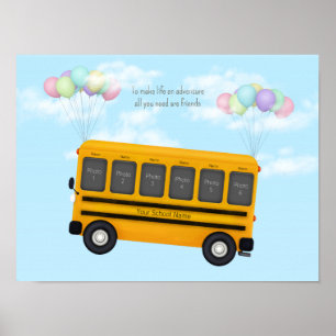 Poster Autobus scolaires avec amis Photo personnalisée 6