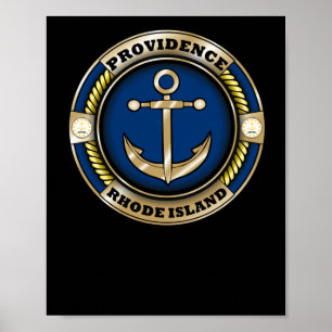 Poster Autocollant emblème d'ancre de Providence Rhode Is