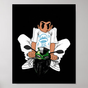 Poster Autocollant motocycliste