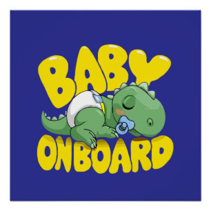 Poster Autocollant pour voiture "Bébé dinosaure mignon à 