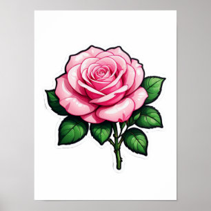 Poster Autocollant transparent rose